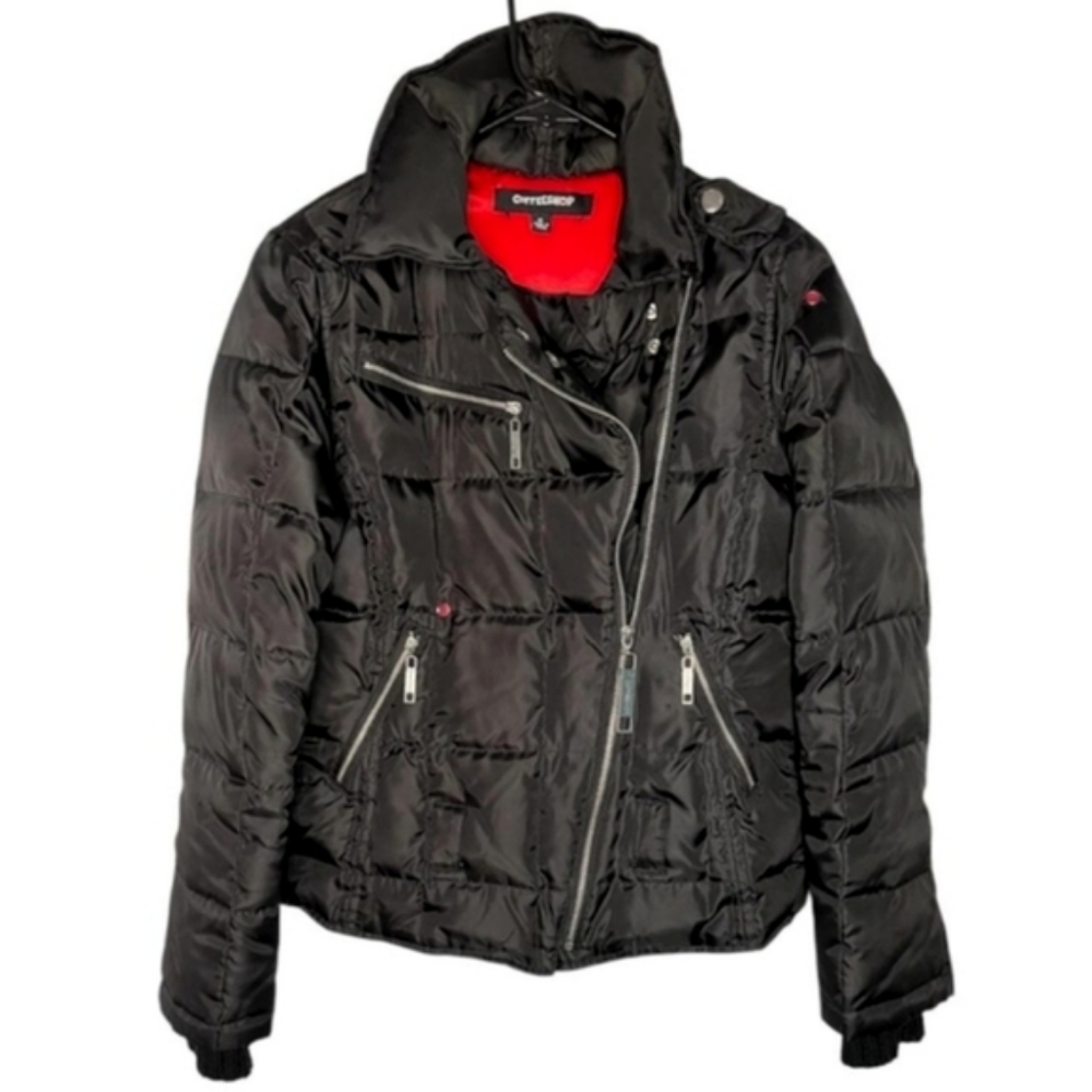Coffeeshop Vintage Down Feather Puffer Moto Jacket